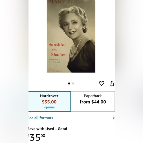 MARY PICKFORD Autobiography SUNSHINE & SHADOW Hardcover - Picture 4 of 4